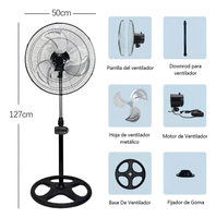 Ventilador De Pedestal 18 3en1 Piso Pared Doble Rodamiento