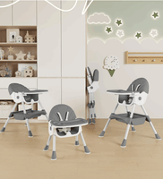 Silla Alta Multifuncional para Bebé 3 Modos Convertible con Bandeja Doble Arnés de 5 Puntos