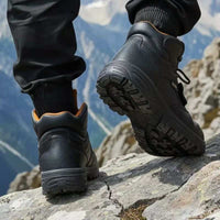 Bota de seguridad corte alto piel de vaca, punta de acero antiimpacto, cómoda para trabajo y actividades al aire libre
