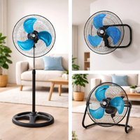 Ventilador De Pedestal 18 3en1 Piso Pared Doble Rodamiento