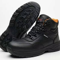 Bota de seguridad corte alto piel de vaca, punta de acero antiimpacto, cómoda para trabajo y actividades al aire libre