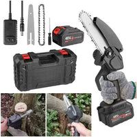 Motosierra Mini Inalámbrica 48V 6 Pulgadas con Doble Batería para Jardín