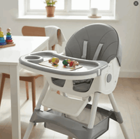 Silla Alta Multifuncional para Bebé 3 Modos Convertible con Bandeja Doble Arnés de 5 Puntos