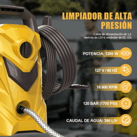 Lavadora de Alta Presión Portátil para Patio y Coches
