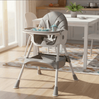 Silla Alta Multifuncional para Bebé 3 Modos Convertible con Bandeja Doble Arnés de 5 Puntos