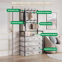 Zapatero Metálico Perchero Acero Organizador 2 En 1 Armable Negro