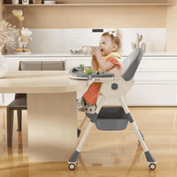 Silla Alta Multifuncional para Bebé 3 Modos Convertible con Bandeja Doble Arnés de 5 Puntos