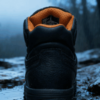 Bota de seguridad corte alto piel de vaca, punta de acero antiimpacto, cómoda para trabajo y actividades al aire libre