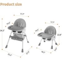Silla Alta Multifuncional para Bebé 3 Modos Convertible con Bandeja Doble Arnés de 5 Puntos