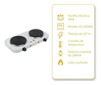 Parrilla Eléctrica Shop Inc 2 Hornallas Portátil Perillas Blanco