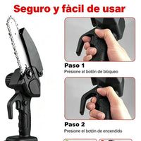 Motosierra Mini Inalámbrica 48V 6 Pulgadas con Doble Batería para Jardín