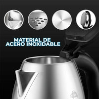 Tetera Cafetera Electrica 2l Acero Inoxidabl Color Plateado Plateado