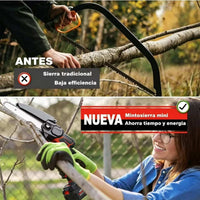 Motosierra Mini Inalámbrica 48V 6 Pulgadas con Doble Batería para Jardín